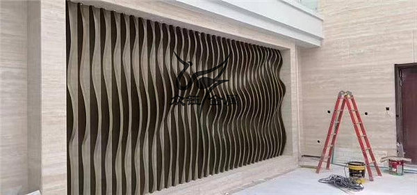 南京室外不锈钢山峦景墙格栅 不锈钢屏风