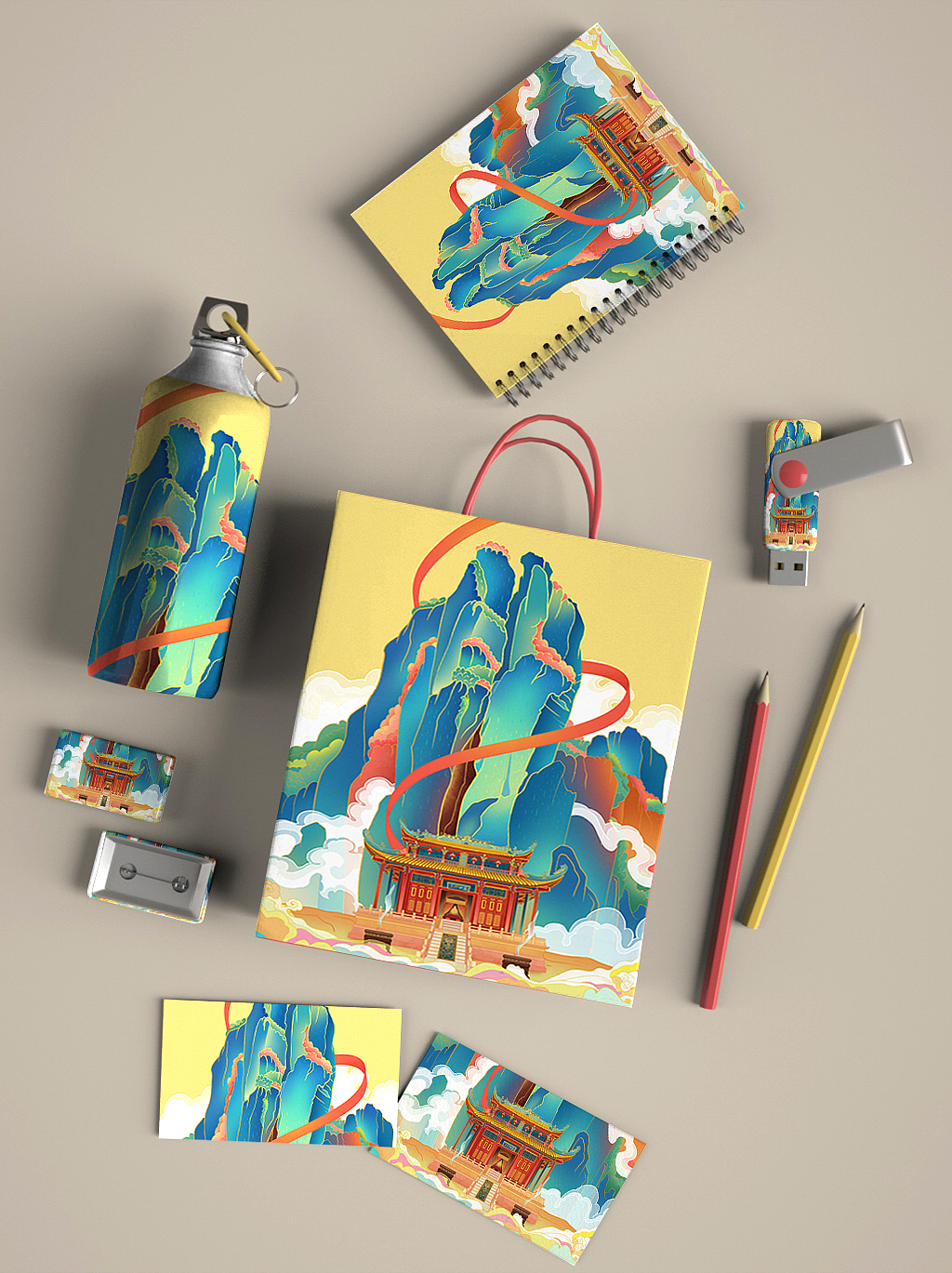 中国传统建筑插画