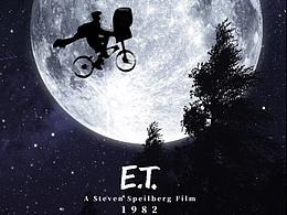 中秋节动态海报，致敬史蒂文·斯皮尔伯格1982年《E.T》