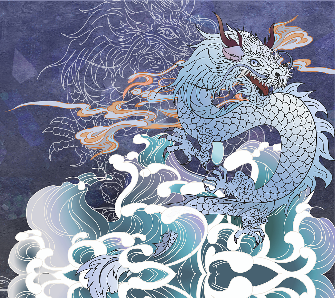 龙插画鞋子设计