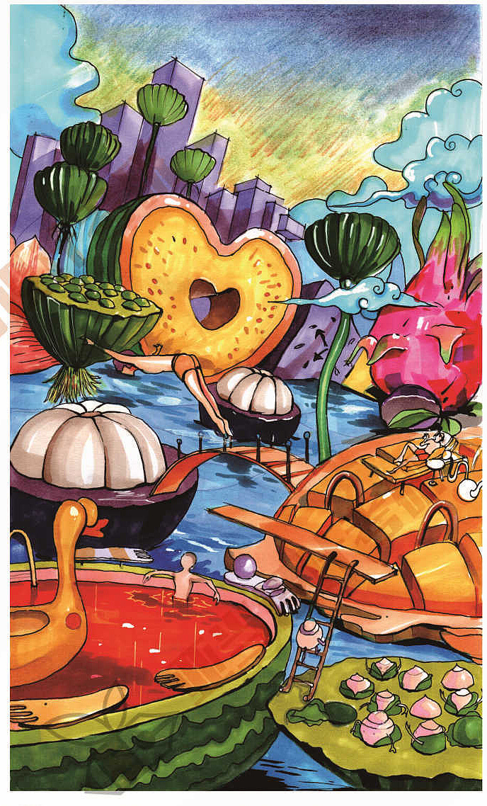 江西财经大学艺术设计考研|装饰画-以夏天为题|平面|海报|亚当设计