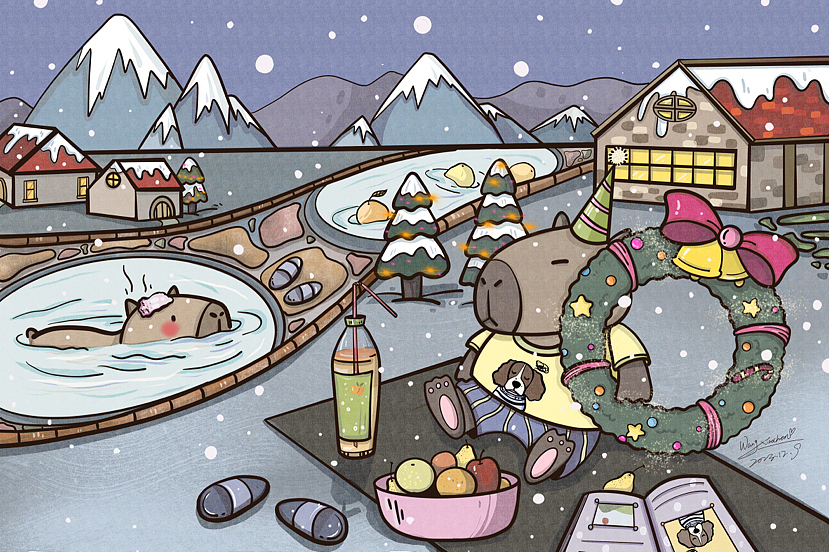 卡皮巴拉过圣诞——温泉篇