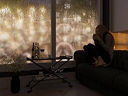 夜景雾气雨滴玻璃练习