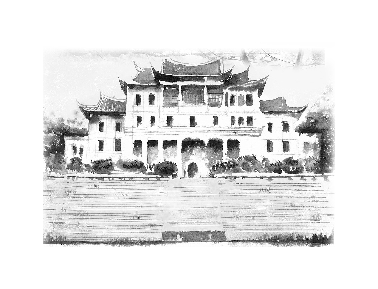 水墨中的城市风景（图ZNDQ1MjIzMjQ=） - 商业插画 - 站酷设计师含橙Hank原创素材 - 站酷ZCOOL
