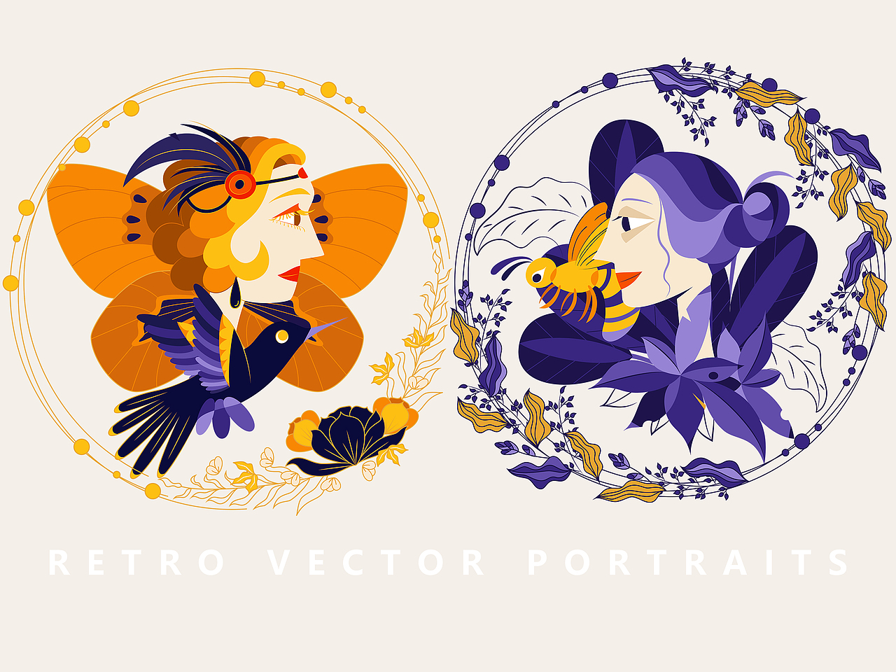 复古人像矢量插画练习（图ZMjA4MzQ5NzE2） - 创作习作 - 站酷设计师丁小渔原创素材 - 站酷ZCOOL