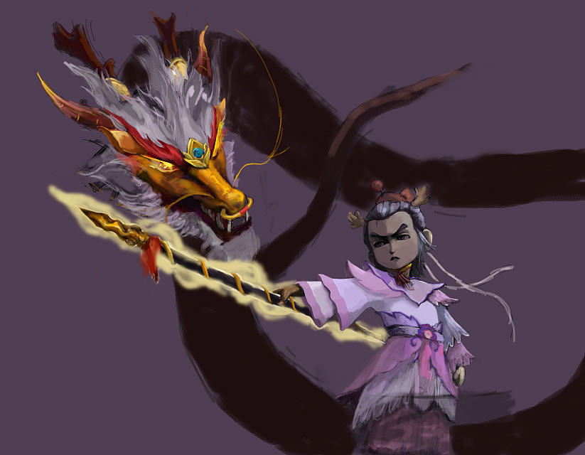 原创作品:《梦幻西游》pc版龙太子同人插画【龙腾】