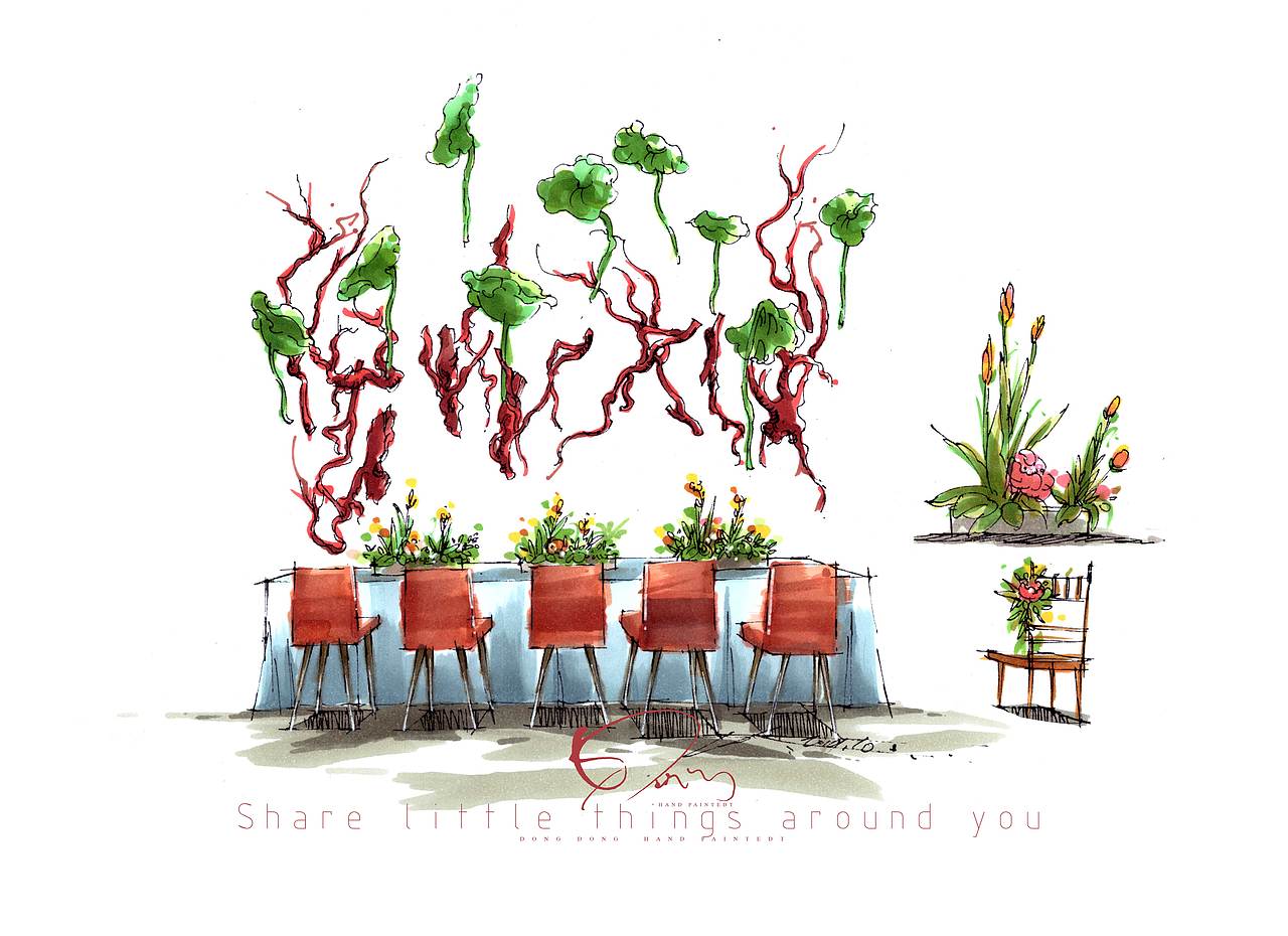 花艺手绘（图ZMTgwMzY4OTMy） - 绘画 - 站酷设计师咚咚婚礼手绘原创素材 - 站酷ZCOOL