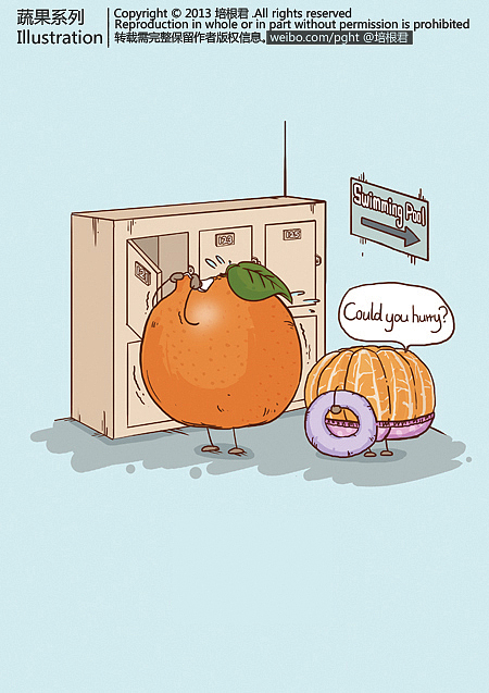 橘子同学最讨厌和橙子一起去游泳，因为它换衣服实在是太慢了……
&nbsp;