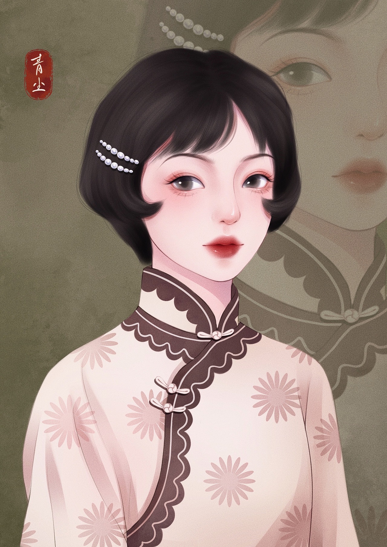 旗袍女子系列（图ZMjU5NTk1OTMy） - 商业插画 - 站酷设计师青尘手绘原创素材 - 站酷ZCOOL