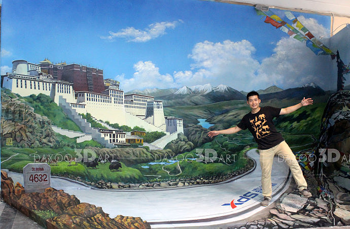 3D地画 深圳喜德盛博物馆3D立体画【拉萨之约】陈旭南3D画（图ZNzc5NDk0NDg=） - 新锐潮流插画 - 站酷设计师陈旭南原创素材 - 站酷ZCOOL