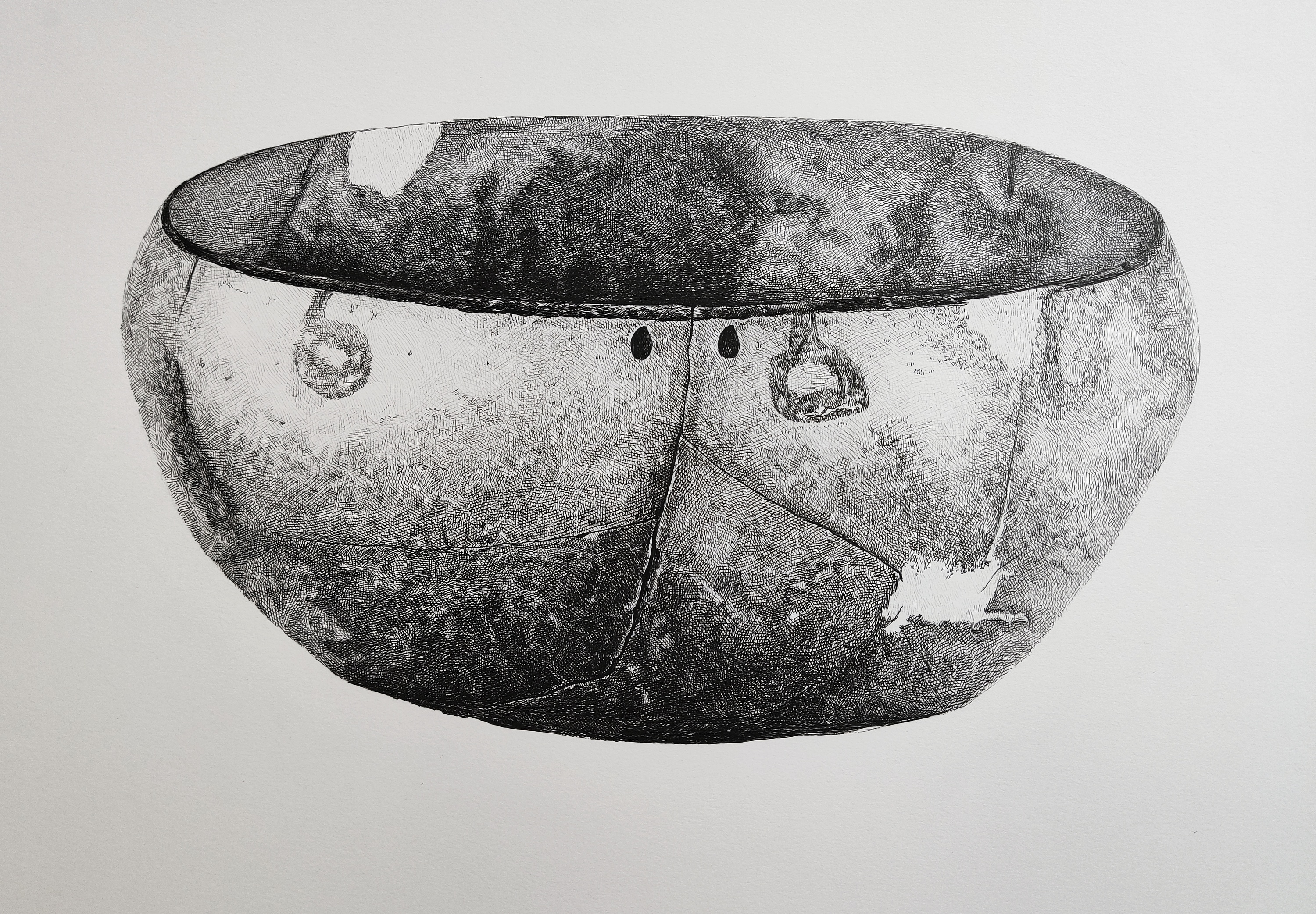 暖光钢笔画手绘邢台文物