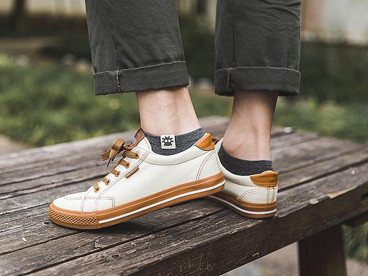 2019春夏男袜袜子船袜布标刺绣复古