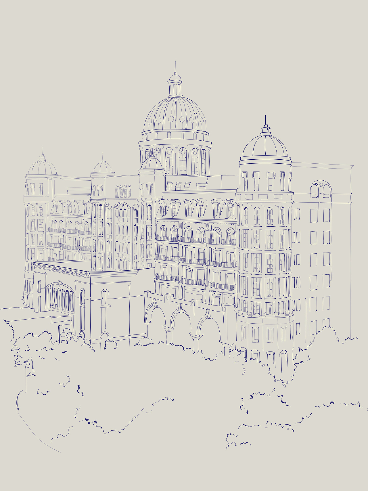 惠州戴斯酒店,看着建筑的立面挺有意思的,就想画下来