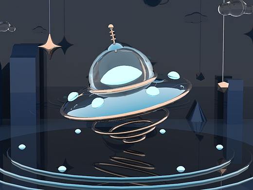 C4D小练习-火箭&UFO