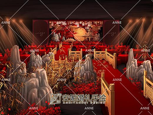 《荷塘月色》| 安妮新中式婚礼手绘