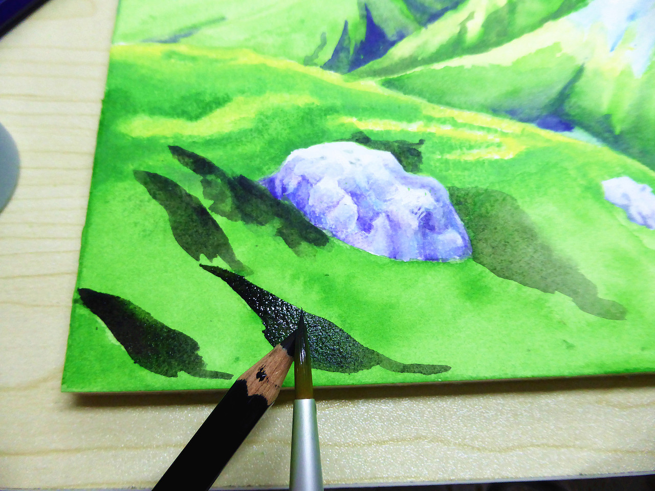 【水溶色铅笔——山脉】（图ZMTAzMDI4NDMy） - 绘画 - 站酷设计师榊雪兔原创素材 - 站酷ZCOOL