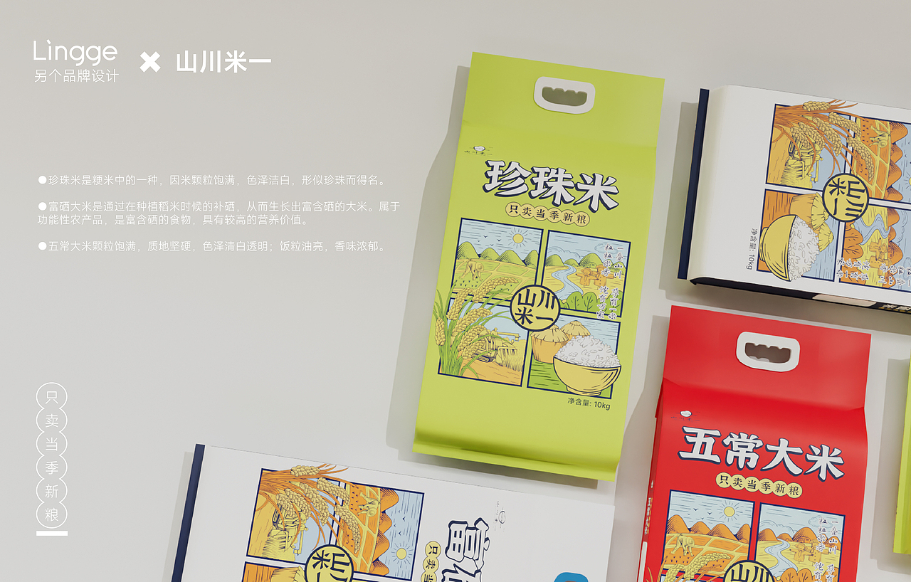 另个包装×山川米一 | 大米包装设计 大米手绘包装
