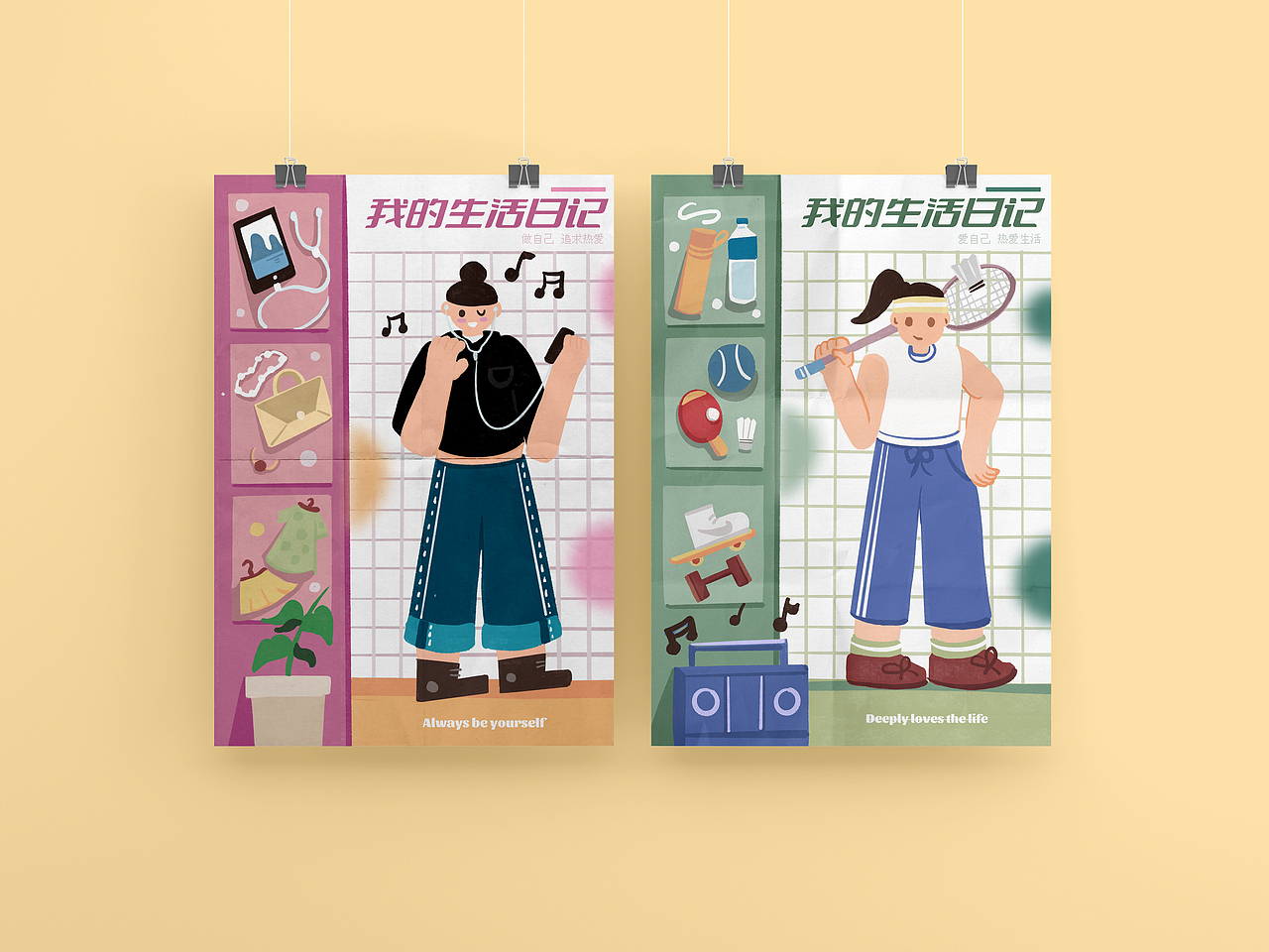 矢量插画，我的生活日记（图ZMjk4Nzc5Mjg4） - 创作习作 - 站酷设计师王迷路原创素材 - 站酷ZCOOL