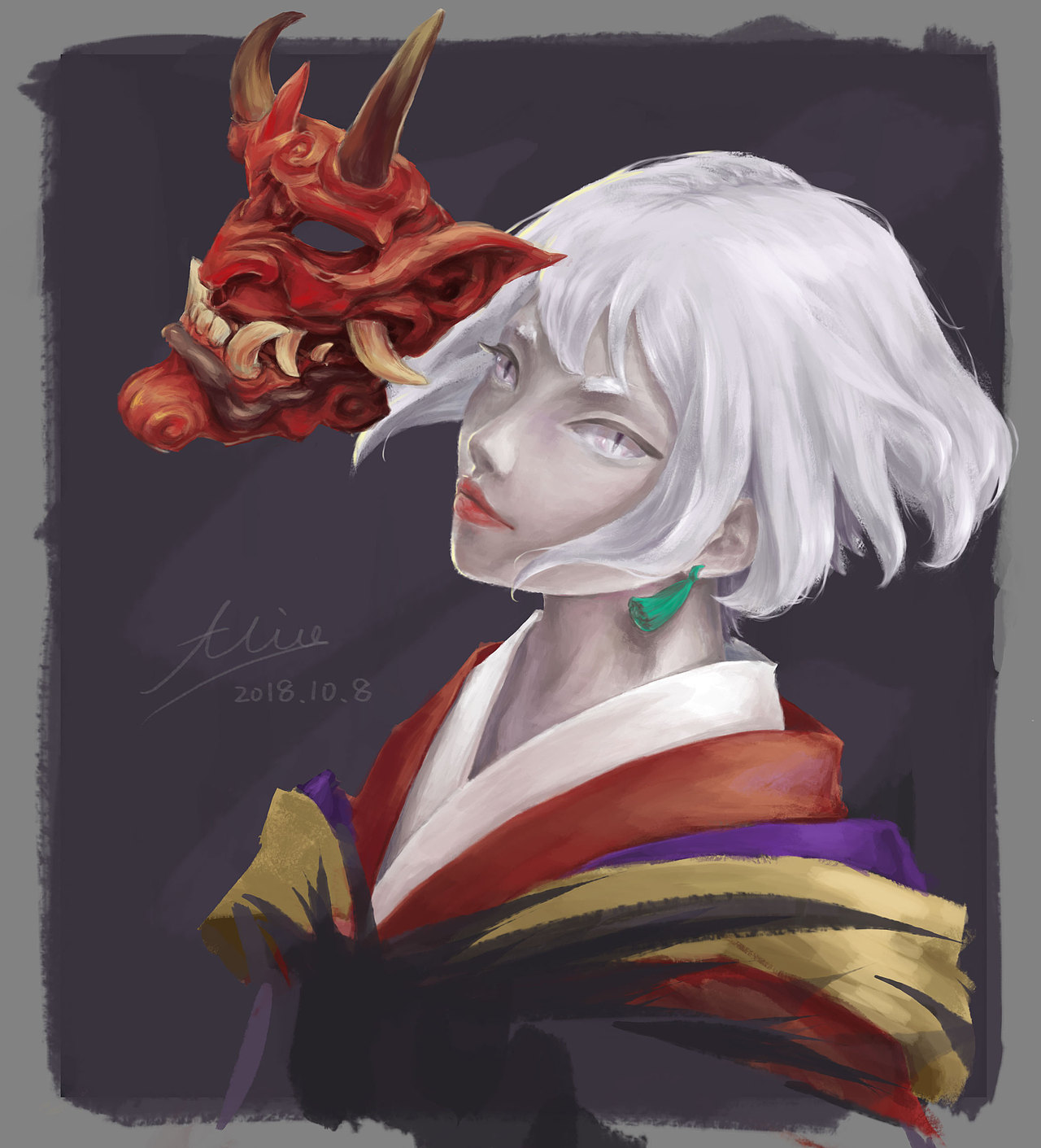 手绘日系般若女及步骤图