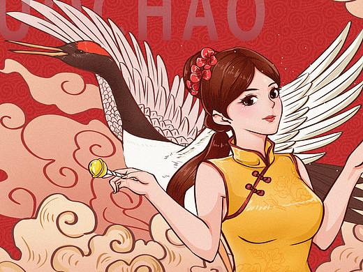 古风国潮动物人物仙鹤白虎(个人主页-ZNDUwNDU1NDQ=) - 商业插画 - 站酷设计师有肺无心原创素材 - 站酷ZCOOL