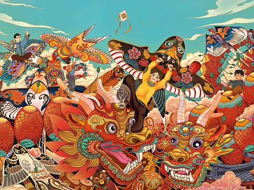 国风插画—风筝［纸鸢］