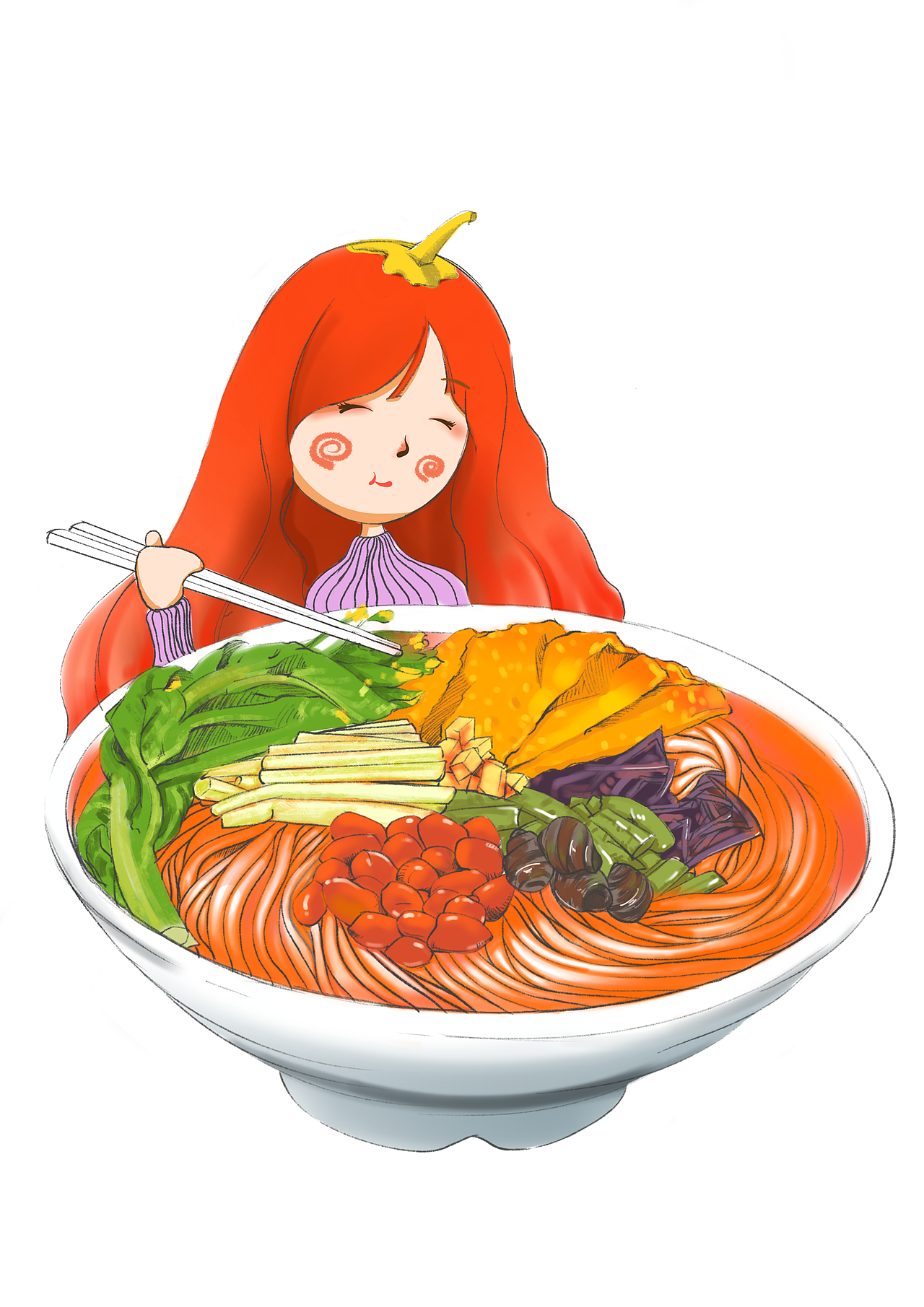 插画螺丝粉姑凉