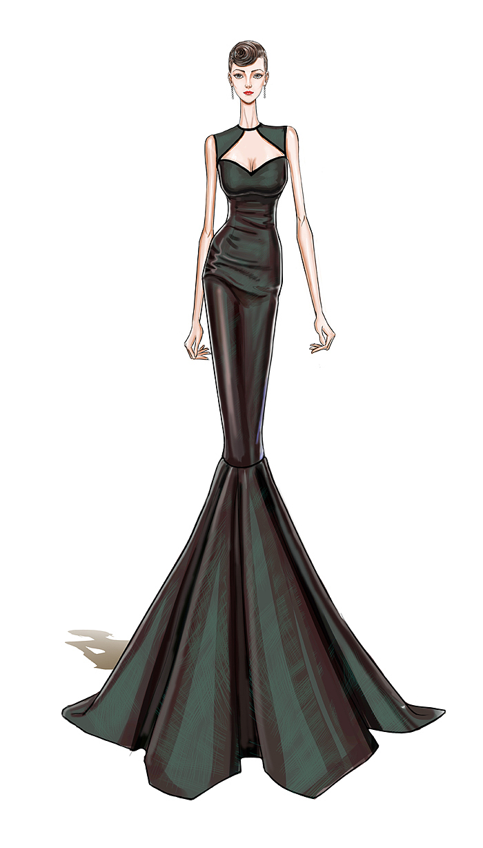 系列时装画《故饰绘》:百年风尚·曼曼民裳(三)