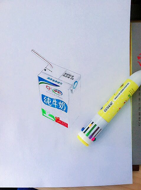 手绘伊利纯牛奶