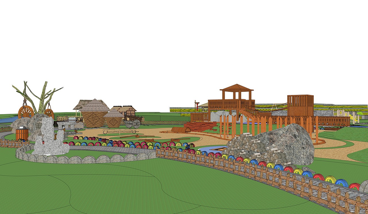 儿童公园儿童游乐场SU模型下载