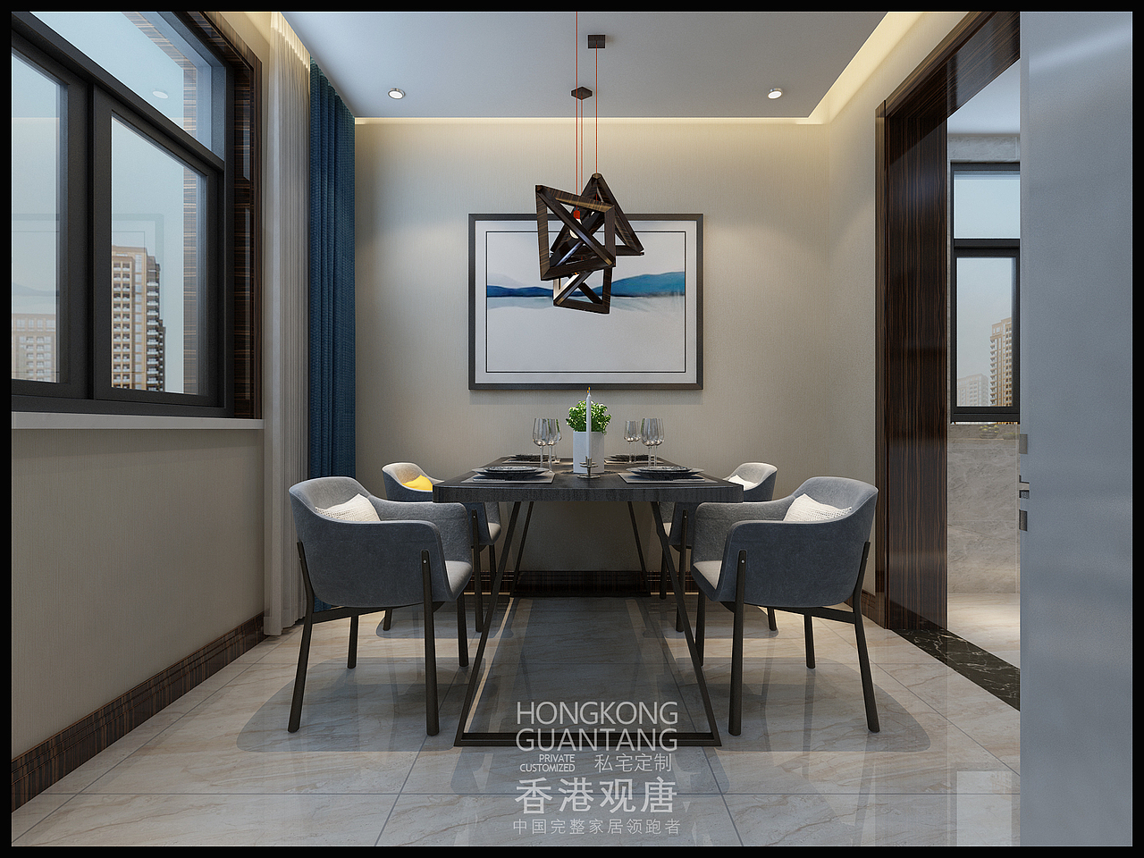 滕州装饰公司问天176平新中式风格装修效果图户型案例