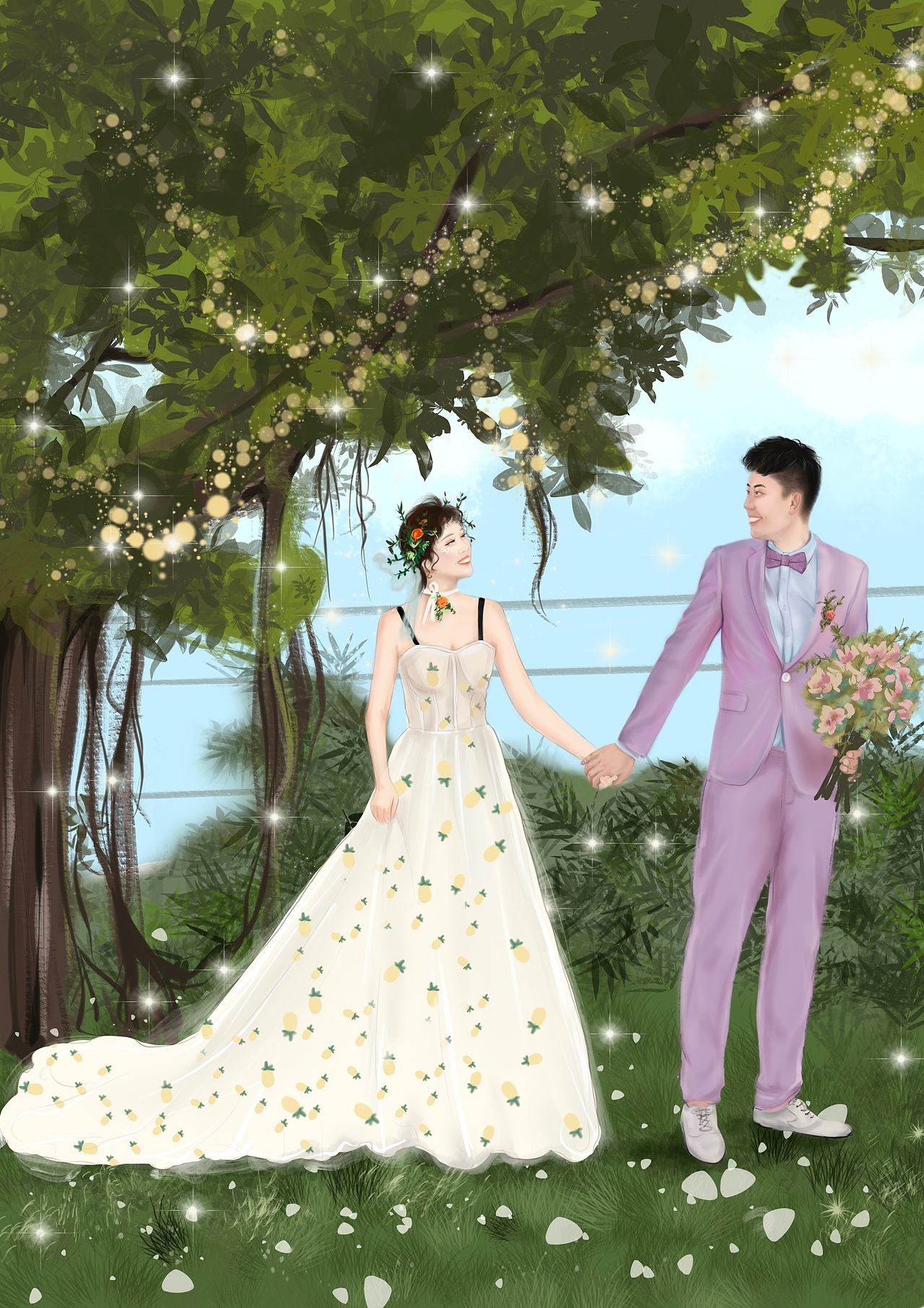 婚礼插画（图ZMzc2ODk1NTg4） - 商业插画 - 站酷设计师Blanchex原创素材 - 站酷ZCOOL