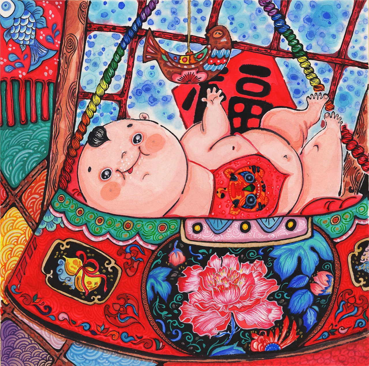 壳儿手绘·东北娃娃系列·新生|插画|创作习作|掫壳儿 - 原创作品