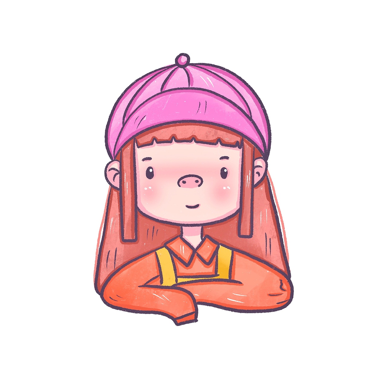 花栀子插画戴帽子的可爱女生头像