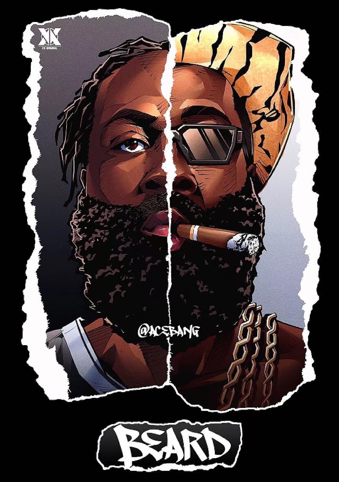 篮球nba篮网三巨 杜兰特哈登欧文 湖人詹姆斯乔丹插画