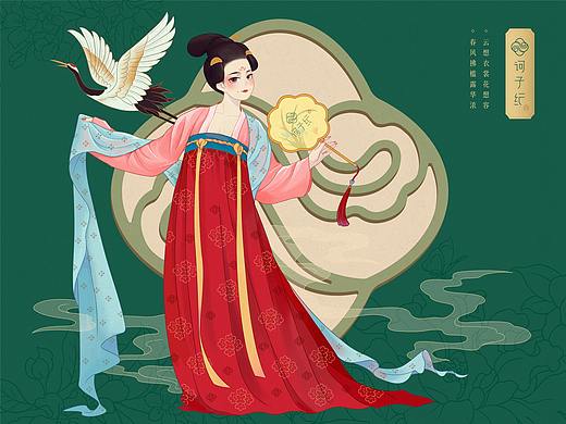 【包装插画】古风仕女包装盒插画