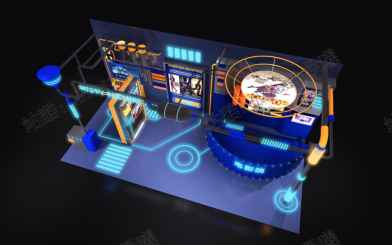 炫酷电影风暴快闪店设计/科技展台/通讯美陈