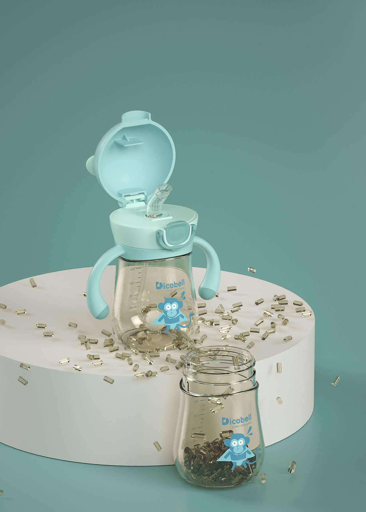 【母婴用品】Dicobell新款乖乖猴弹跳水杯详情设计