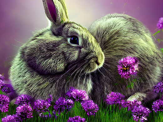 #AI创作实验室#小兔子美丽的城堡紫色花海