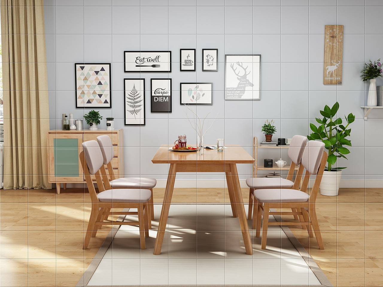 新中式3D渲染 实木餐桌 新中式餐桌椅 北欧餐桌|工业/产品|生活用品|留白设计工坊 - 原创作品 - 站酷 (ZCOOL)