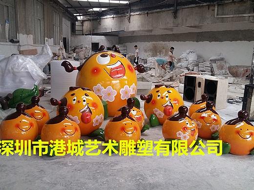 景区杏子吉祥物雕像玻璃钢卡通橙子公仔雕塑定制哪家好