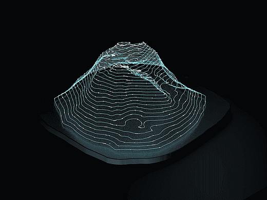 C4D科技感地形等高线练习