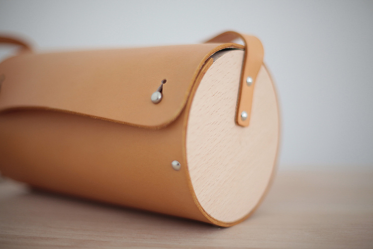 f2studio手工真皮复古女包 斜挎包 植鞣牛皮手提单肩包 圆桶包