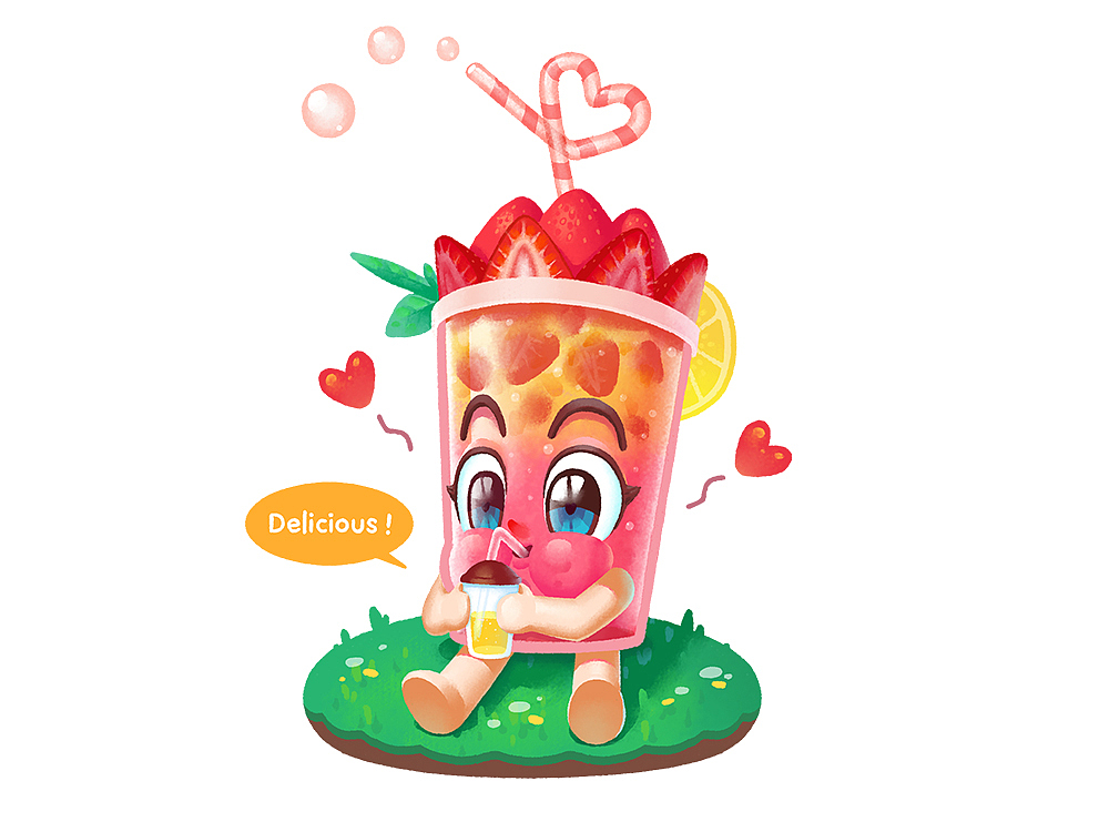 草莓奶茶（图ZMjU5NjQ5MzQw） - 单幅漫画 - 站酷设计师DoctorG原创素材 - 站酷ZCOOL