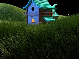【C4D】爆肝12小時做的小房子，住里面是什么感覺？