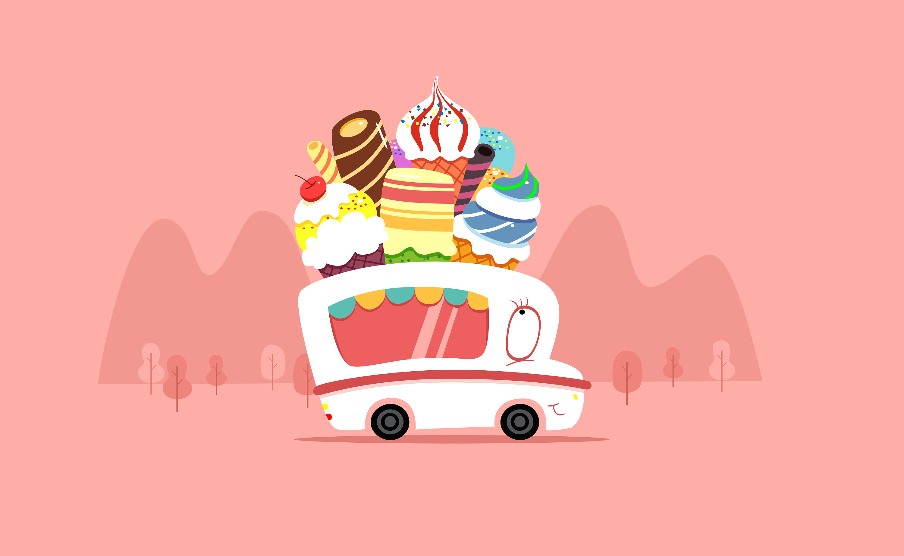 冰淇淋车图画卡通画图片