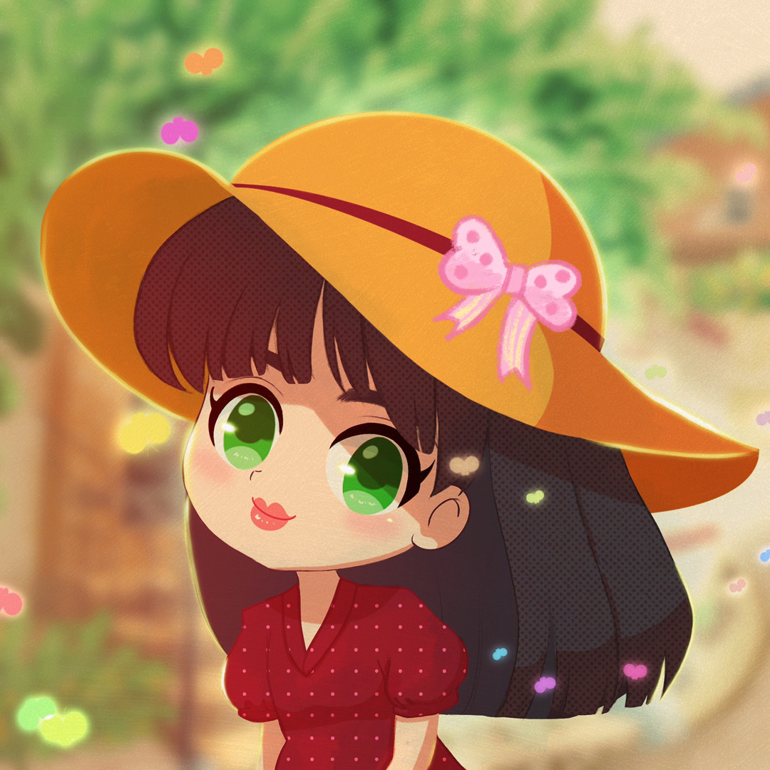 戴帽子的红裙女孩