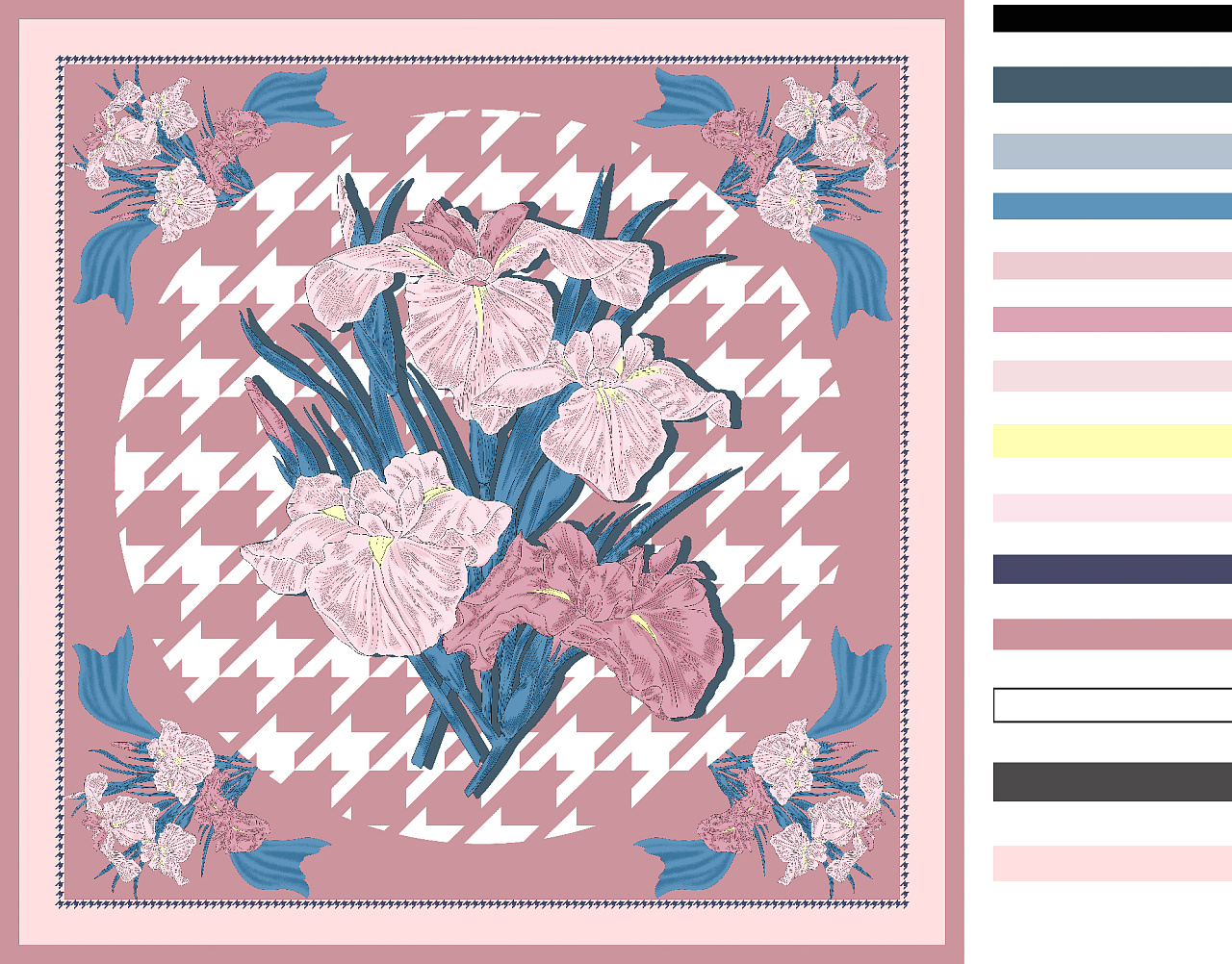 心悦菖蒲 | 丝巾 | 图案设计|平面|图案|chun春泽 - 原创作品 - 站酷