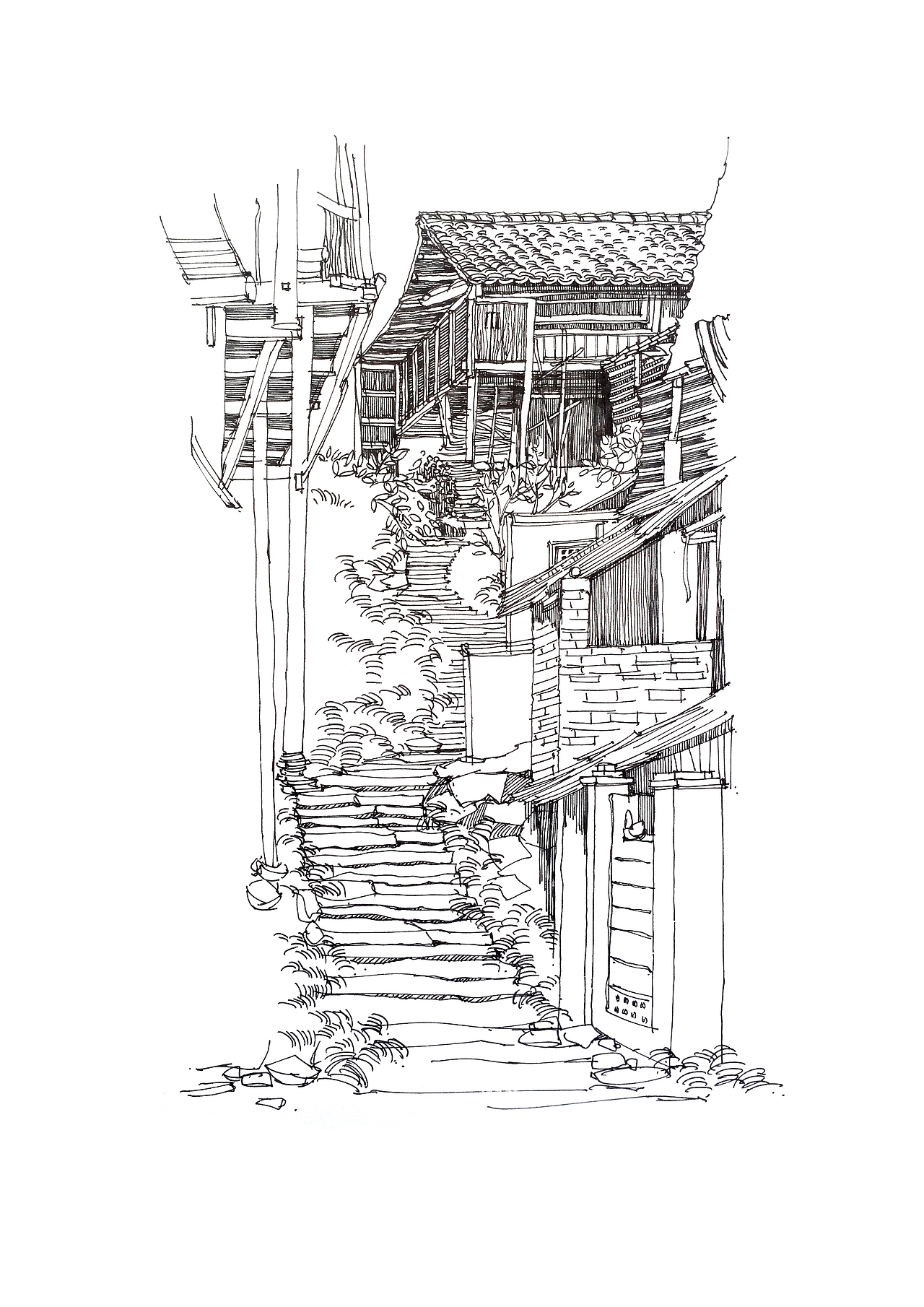 建筑风景速写 马克笔