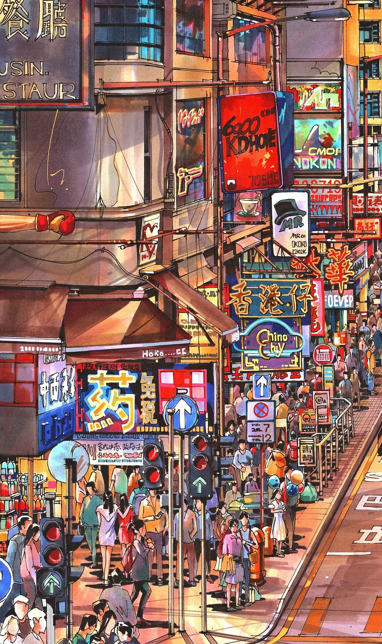 香港街景手绘建筑空间张肖涵手绘