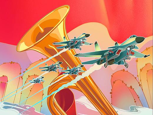 部队党建中国风插画